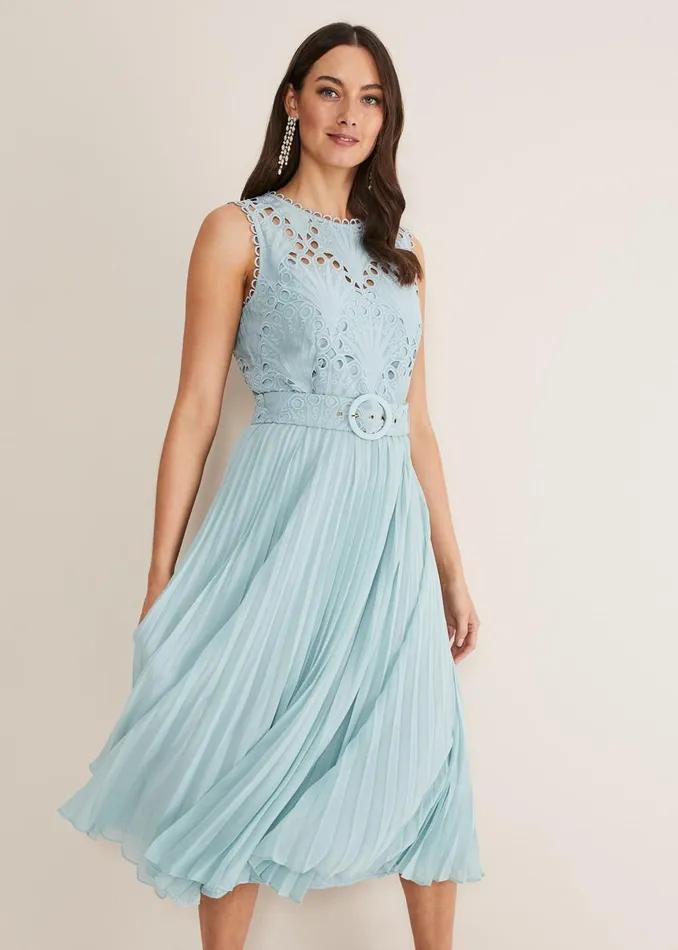 Women Phase Eight Occasion Dresses Amora Lace Bodice Midi Dress Peppermint