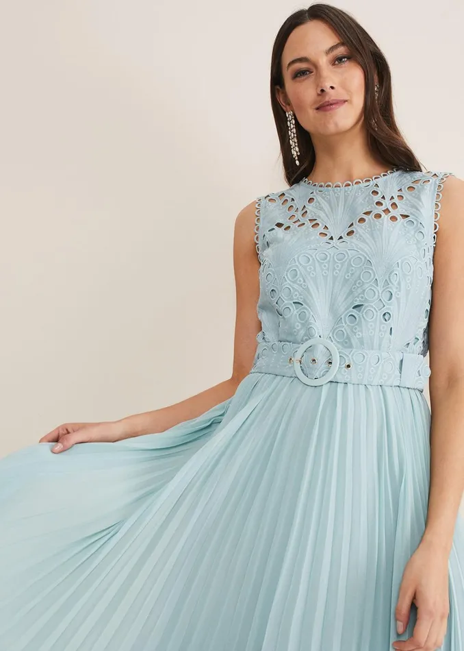 Women Phase Eight Occasion Dresses Amora Lace Bodice Midi Dress Peppermint