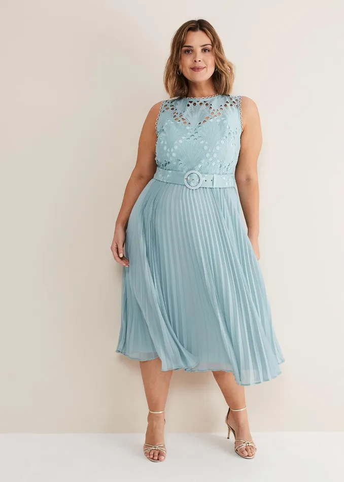 Women Phase Eight Occasion Dresses Amora Lace Bodice Midi Dress Peppermint