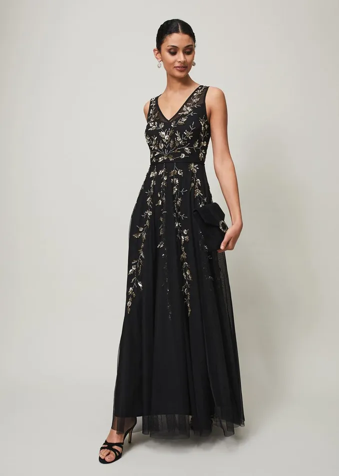Women Phase Eight Occasion Dresses Anabella Beaded Tulle Dress Blackgold