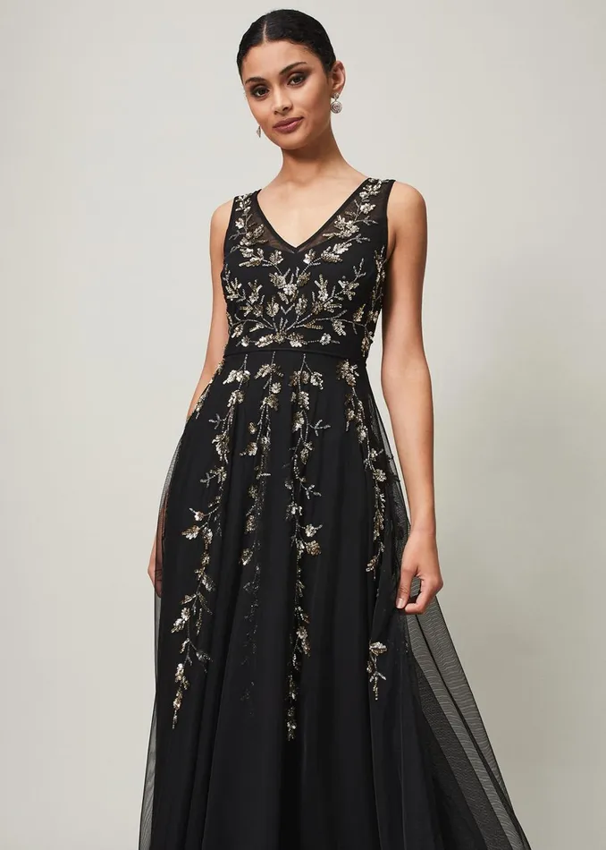Women Phase Eight Occasion Dresses Anabella Beaded Tulle Dress Blackgold