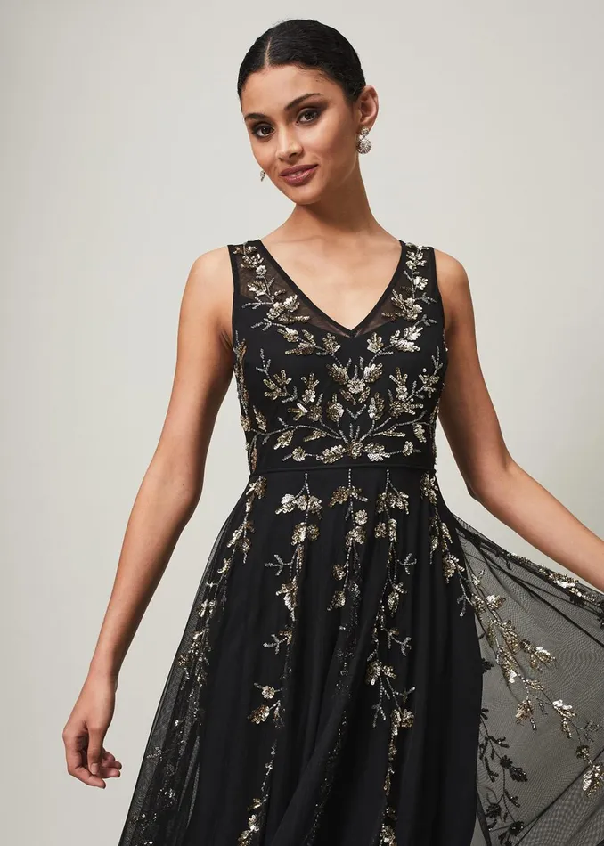 Women Phase Eight Occasion Dresses Anabella Beaded Tulle Dress Blackgold