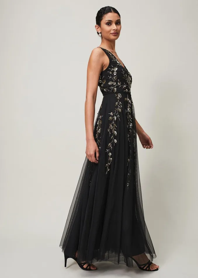 Women Phase Eight Occasion Dresses Anabella Beaded Tulle Dress Blackgold
