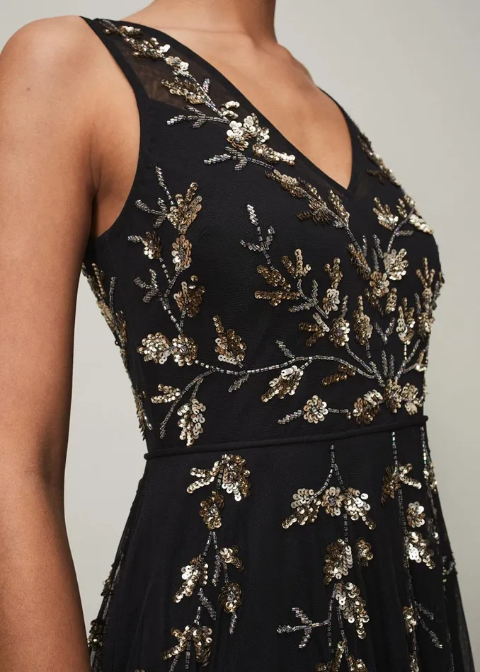 Women Phase Eight Occasion Dresses Anabella Beaded Tulle Dress Blackgold