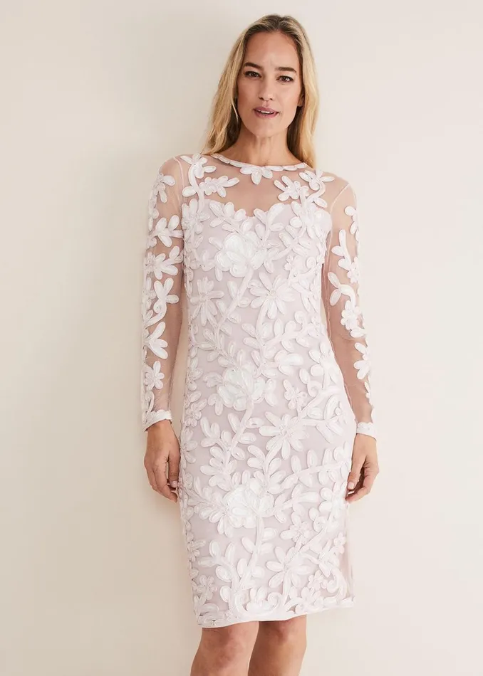 Women Phase Eight Occasion Dresses Annika Tapework Midi Dress Antique Roseivory