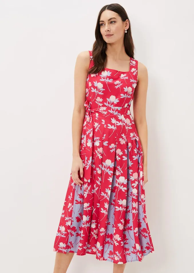 Women Phase Eight Occasion Dresses Antonella Print Fit And Flare Dress Lipstickpale Blue