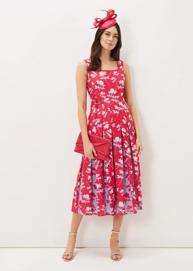 Women Phase Eight Occasion Dresses Antonella Print Fit And Flare Dress Lipstickpale Blue