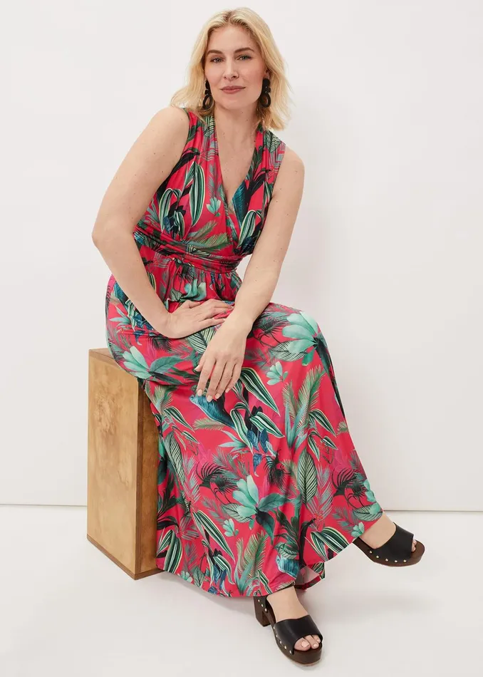Women Phase Eight Occasion Dresses Antonia Jersey Palm Print Maxi Dress Multicoloured