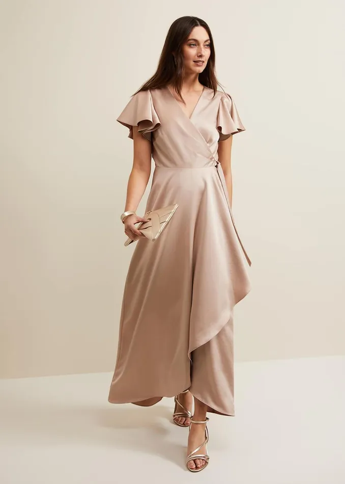 Women Phase Eight Occasion Dresses Arabella Satin Maxi Dress Latte