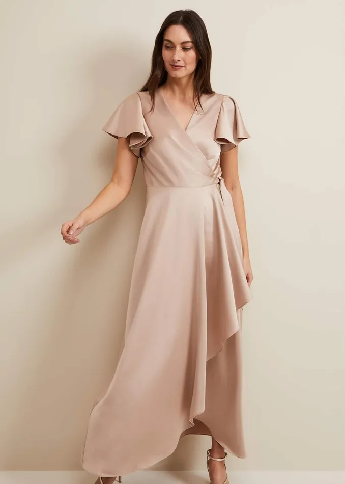 Women Phase Eight Occasion Dresses Arabella Satin Maxi Dress Latte