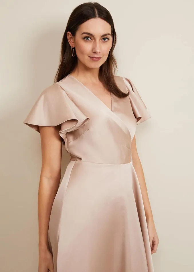 Women Phase Eight Occasion Dresses Arabella Satin Maxi Dress Latte