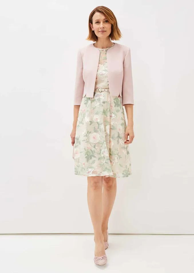 Women Phase Eight Occasion Dresses Aria Embroidered Lace Fit and Flare Dress Buttermilk