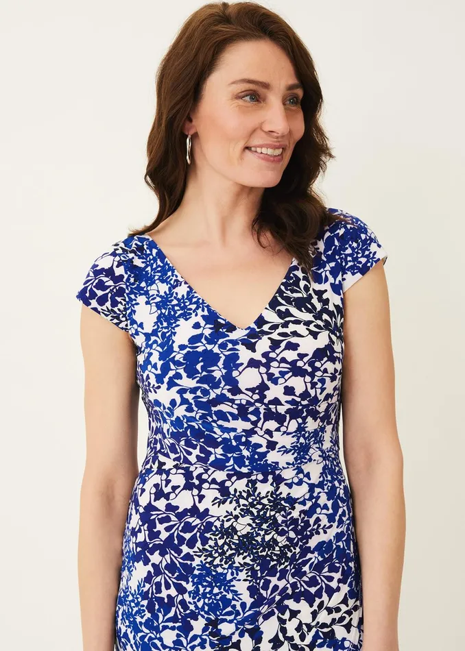 Women Phase Eight Occasion Dresses Arielle Contrast Print Jersey Dress Ceruleanalmond