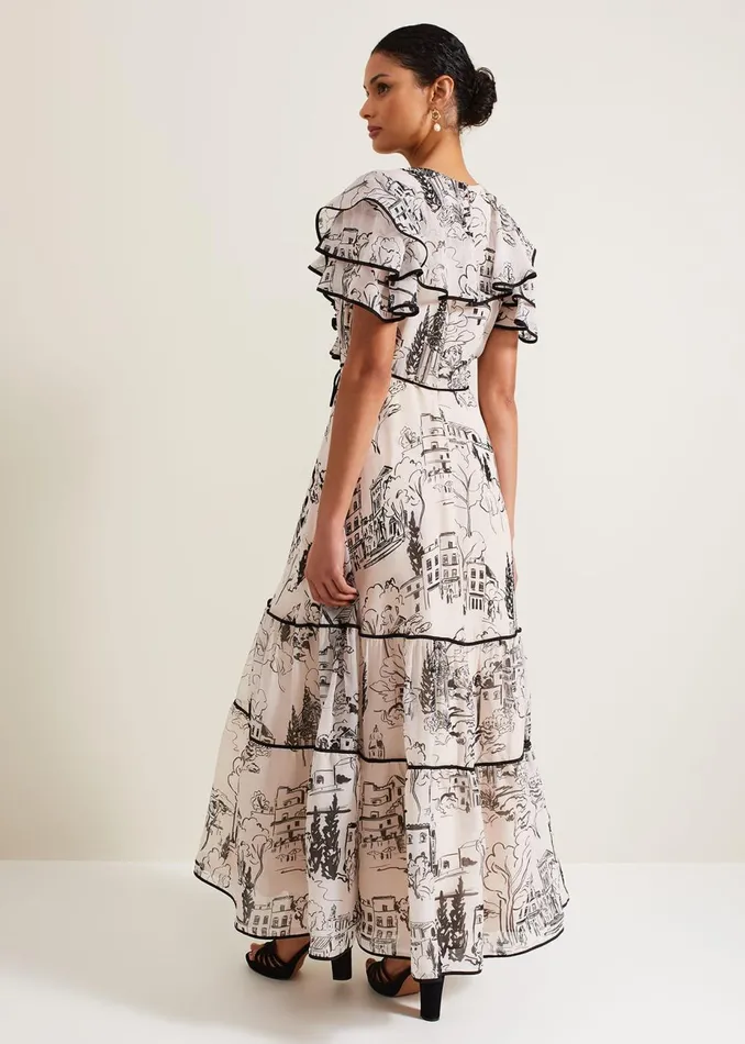 Women Phase Eight Occasion Dresses Arlette Sketch Print Maxi Dress Blackivory