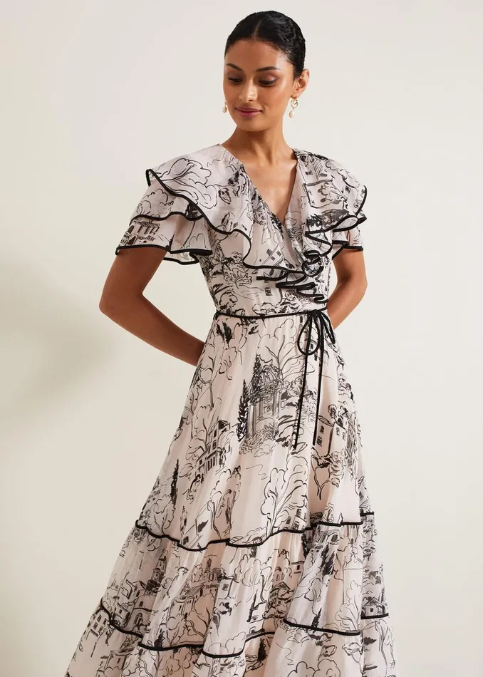 Women Phase Eight Occasion Dresses Arlette Sketch Print Maxi Dress Blackivory