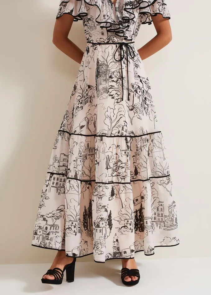 Women Phase Eight Occasion Dresses Arlette Sketch Print Maxi Dress Blackivory