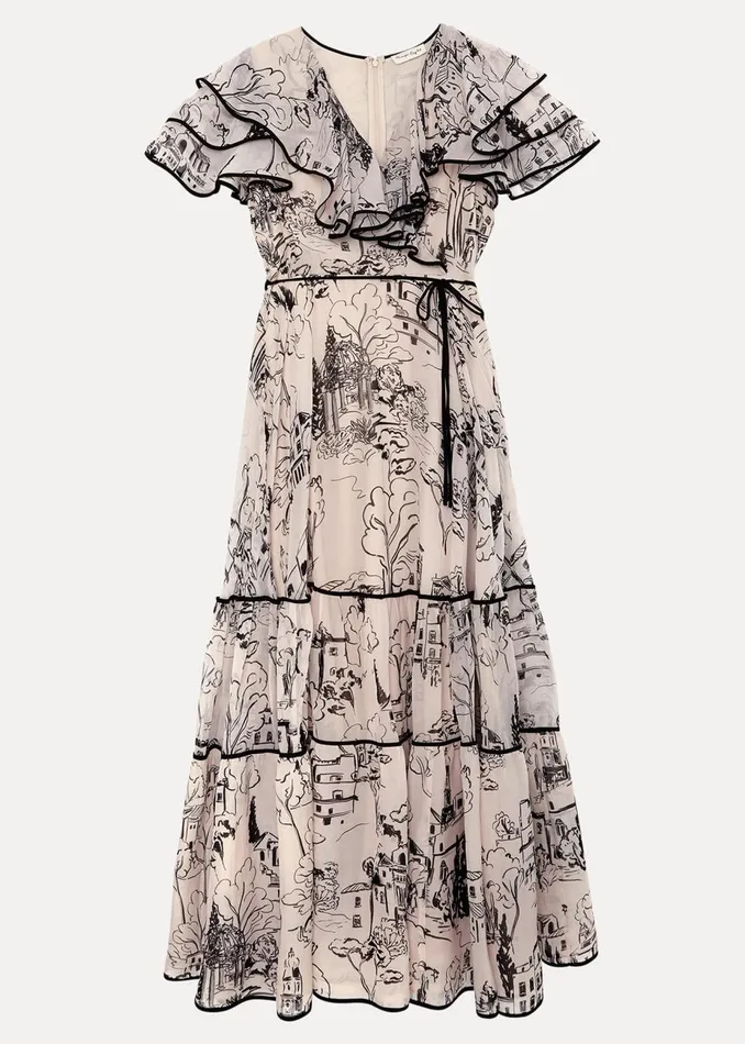 Women Phase Eight Occasion Dresses Arlette Sketch Print Maxi Dress Blackivory