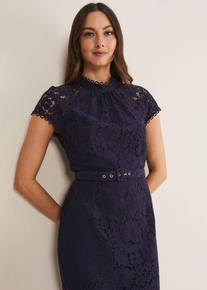 Women Phase Eight Occasion Dresses Aurora Lace Dress Navy