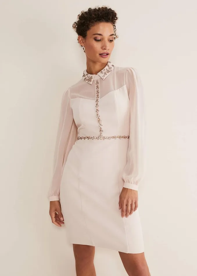 Women Phase Eight Occasion Dresses Avah Embellished Fitted Dress Cameo