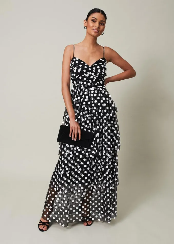 Women Phase Eight Occasion Dresses Avianna Sequin Tulle Maxi Dress Blackivory