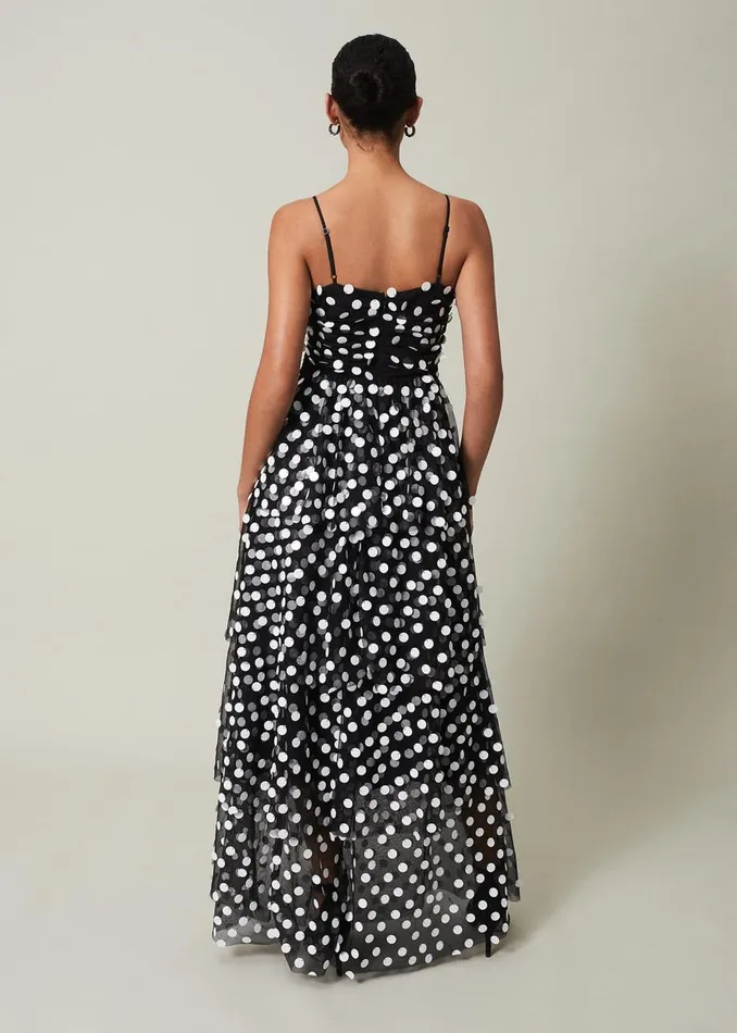 Women Phase Eight Occasion Dresses Avianna Sequin Tulle Maxi Dress Blackivory