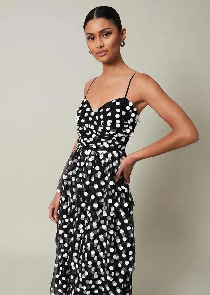 Women Phase Eight Occasion Dresses Avianna Sequin Tulle Maxi Dress Blackivory