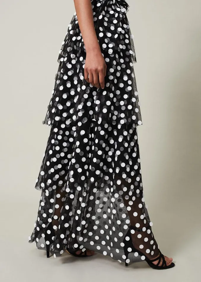 Women Phase Eight Occasion Dresses Avianna Sequin Tulle Maxi Dress Blackivory