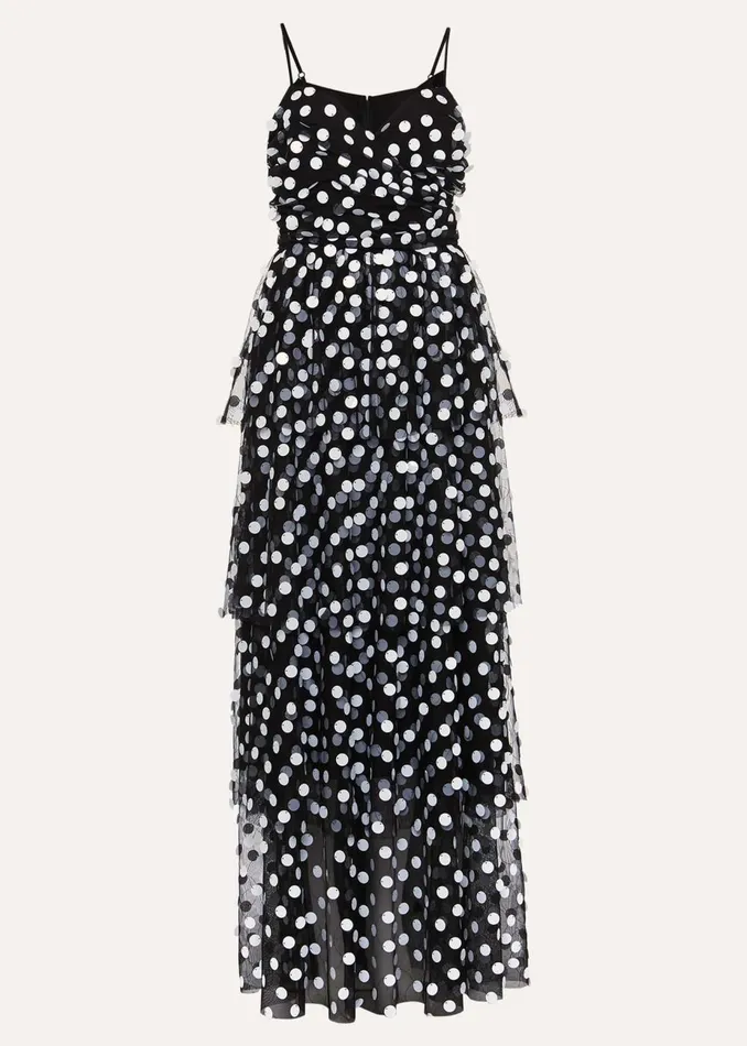 Women Phase Eight Occasion Dresses Avianna Sequin Tulle Maxi Dress Blackivory