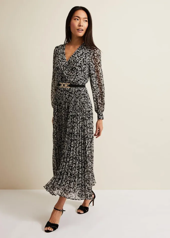 Women Phase Eight Occasion Dresses Ayana Spot Pleat Midaxi Dress Multicoloured