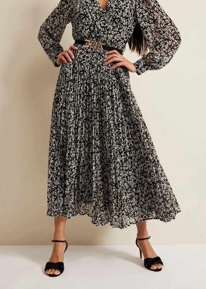 Women Phase Eight Occasion Dresses Ayana Spot Pleat Midaxi Dress Multicoloured