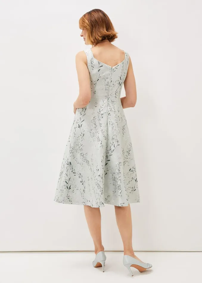 Women Phase Eight Occasion Dresses Becka Floral Jacquard Fit And Flare Dress Eau De Nil