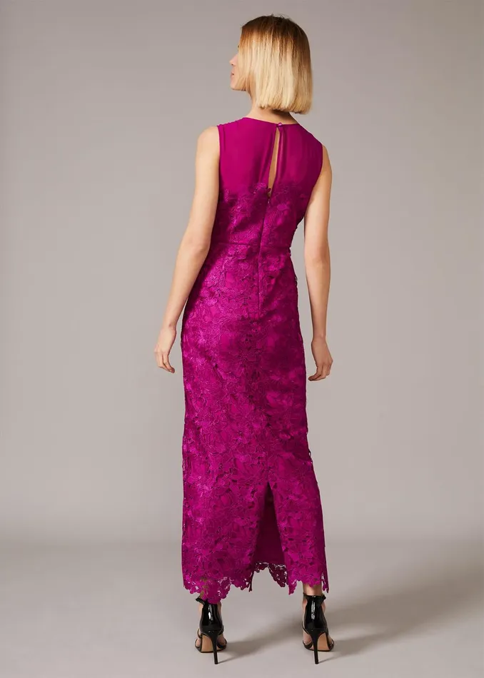 Women Phase Eight Occasion Dresses Bessie Lace Maxi Dress Fuchsia
