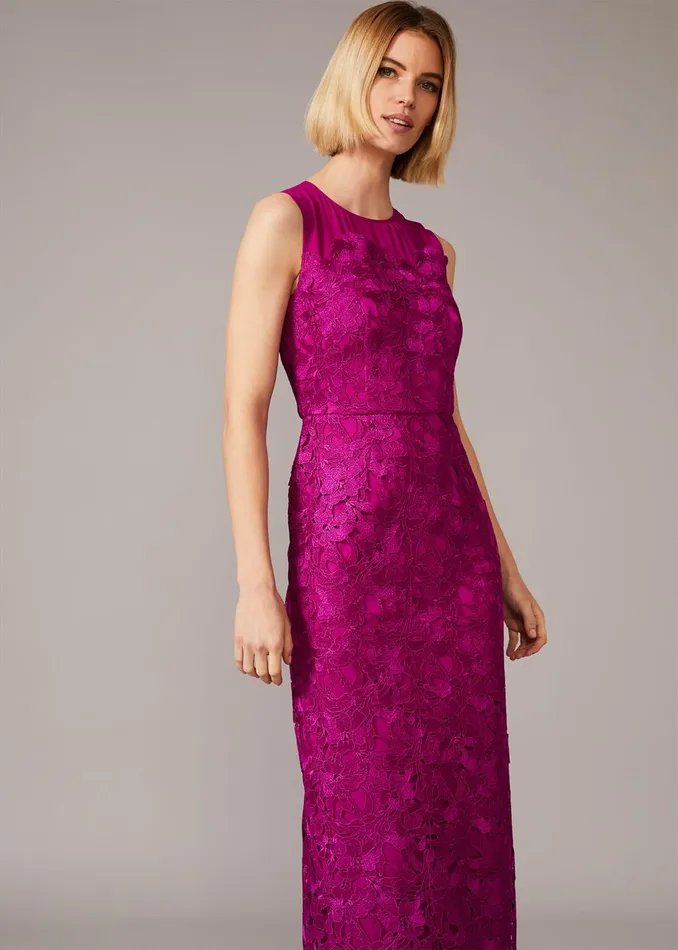 Women Phase Eight Occasion Dresses Bessie Lace Maxi Dress Fuchsia