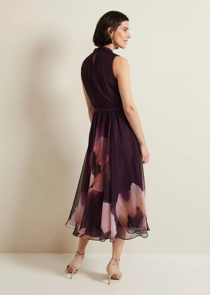Women Phase Eight Occasion Dresses Bethany Placement Print Midi Dress Multicoloured