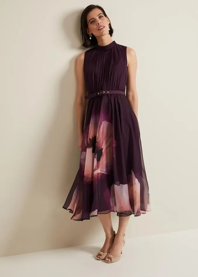 Women Phase Eight Occasion Dresses Bethany Placement Print Midi Dress Multicoloured