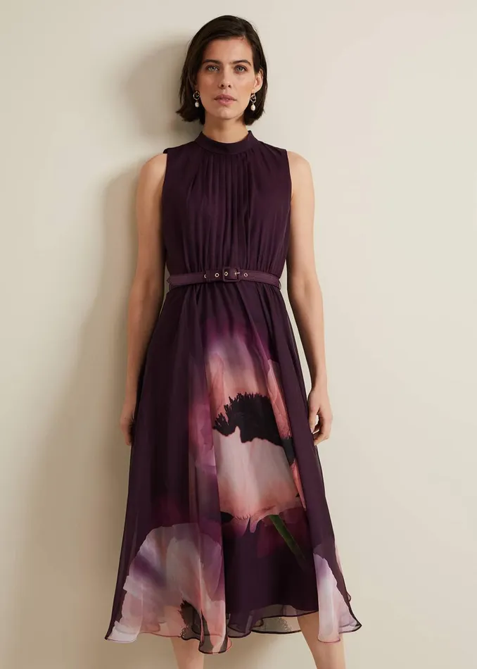 Women Phase Eight Occasion Dresses Bethany Placement Print Midi Dress Multicoloured