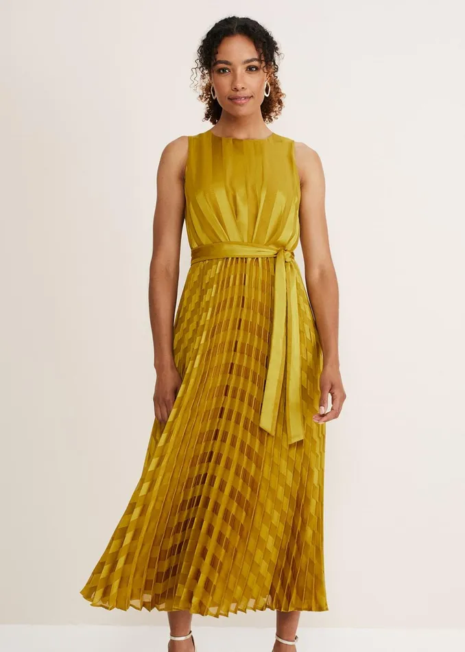 Women Phase Eight Occasion Dresses Beverley Jacquard Stripe Midaxi Dress Chartreuse