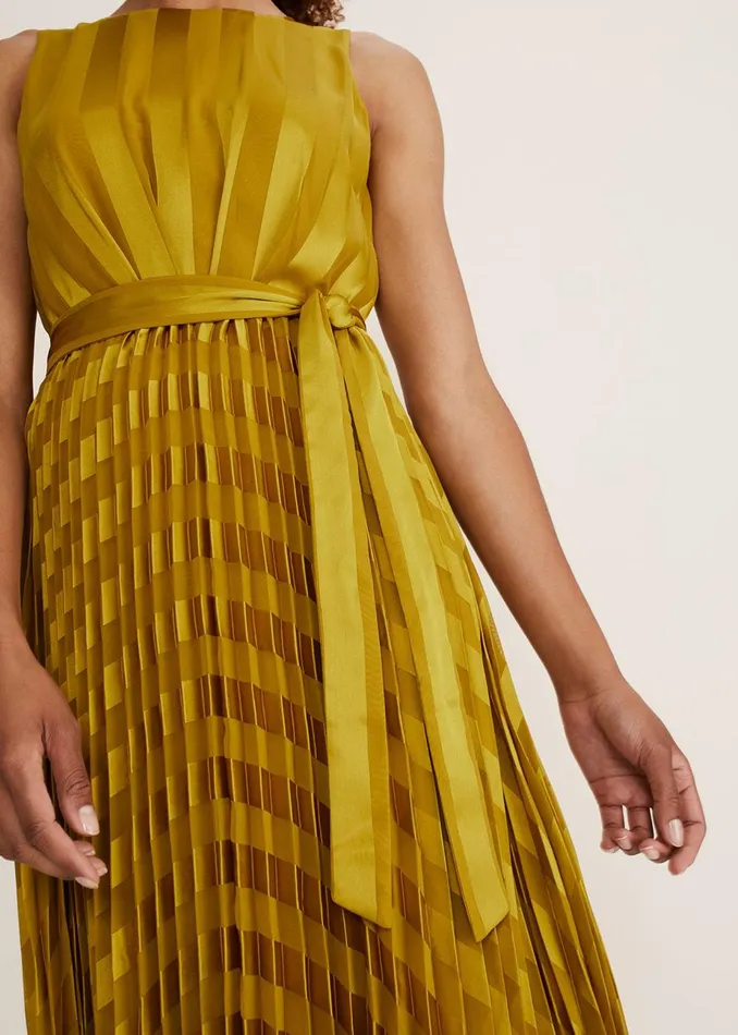 Women Phase Eight Occasion Dresses Beverley Jacquard Stripe Midaxi Dress Chartreuse