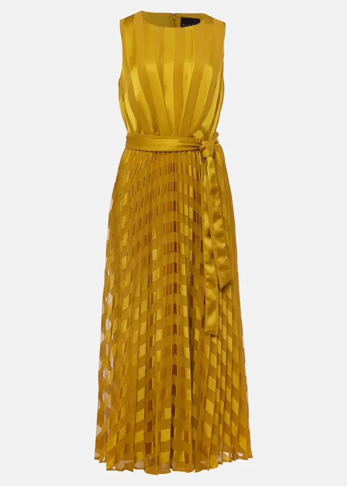 Women Phase Eight Occasion Dresses Beverley Jacquard Stripe Midaxi Dress Chartreuse