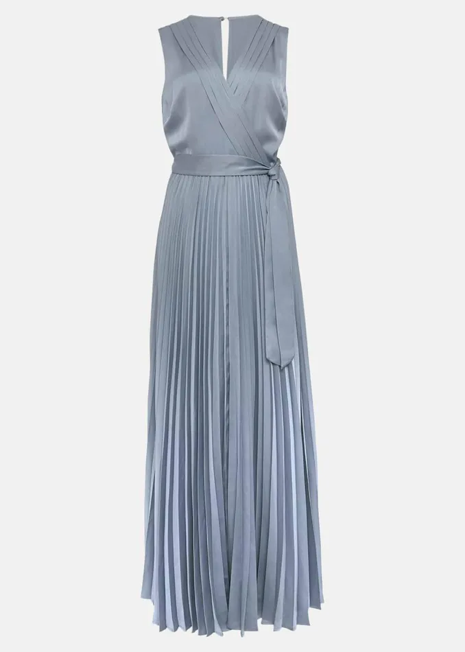 Women Phase Eight Occasion Dresses Bonnie Pleat Wrap Satin Maxi Dress Light Green