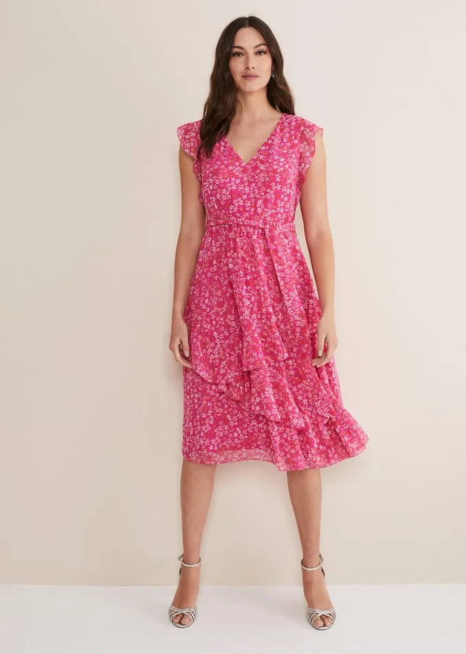 Women Phase Eight Occasion Dresses Breesha Floral Midaxi Dress Pinkmulti