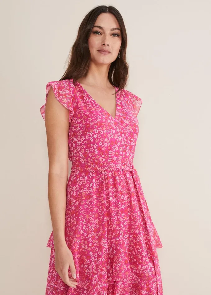 Women Phase Eight Occasion Dresses Breesha Floral Midaxi Dress Pinkmulti