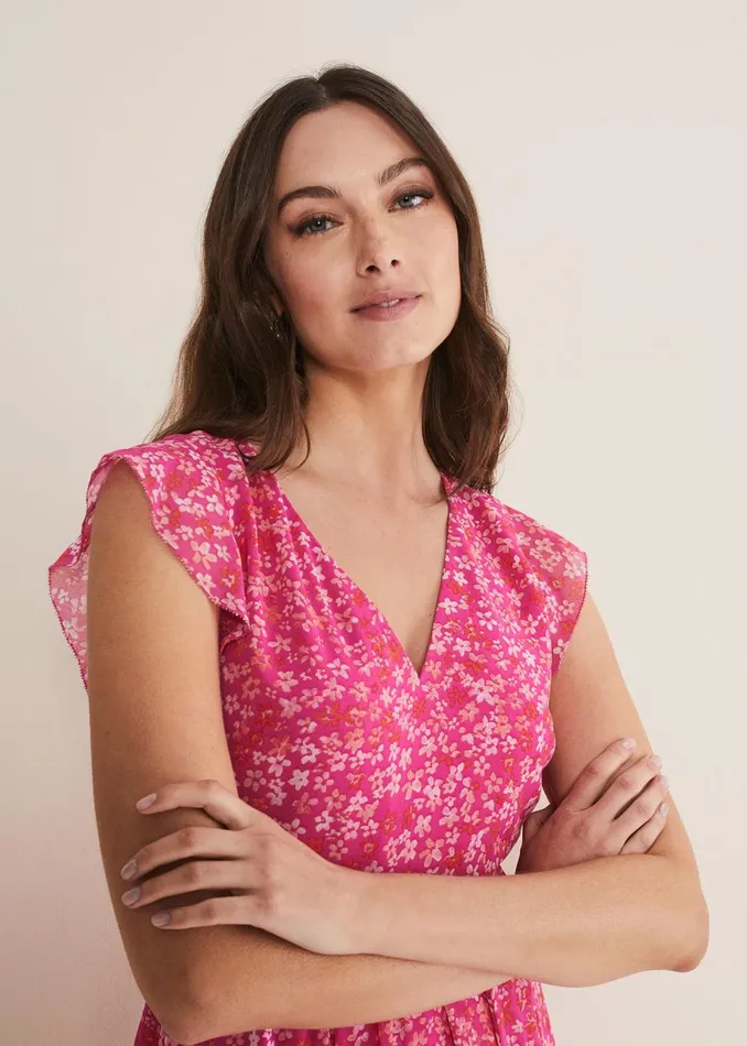 Women Phase Eight Occasion Dresses Breesha Floral Midaxi Dress Pinkmulti