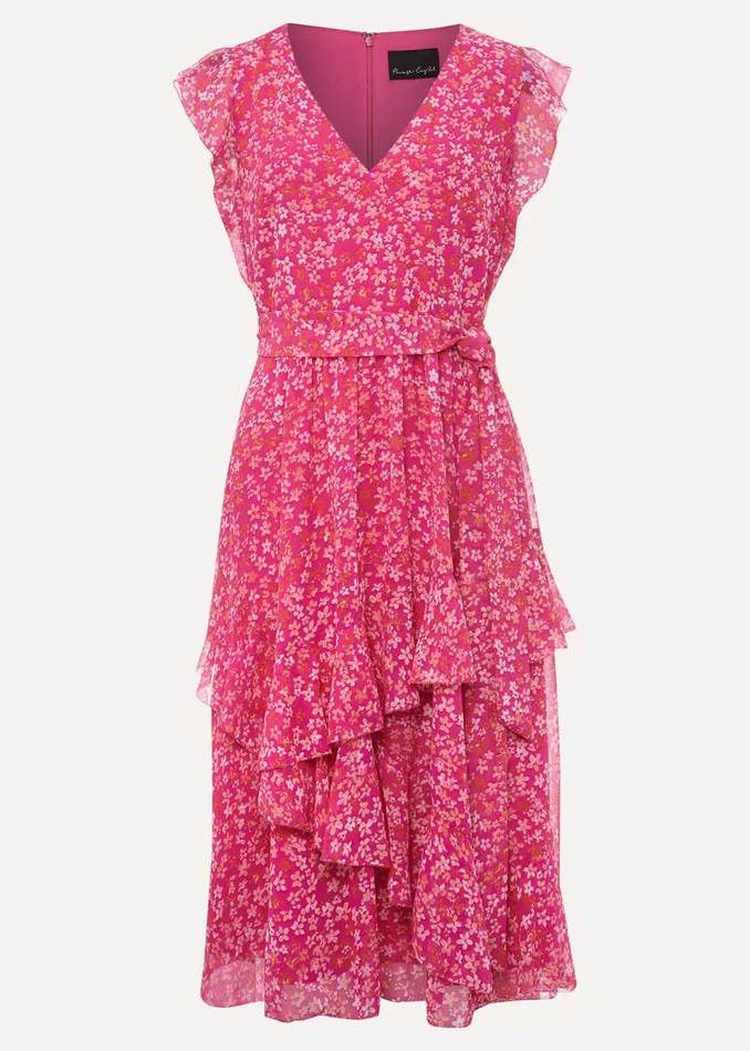 Women Phase Eight Occasion Dresses Breesha Floral Midaxi Dress Pinkmulti