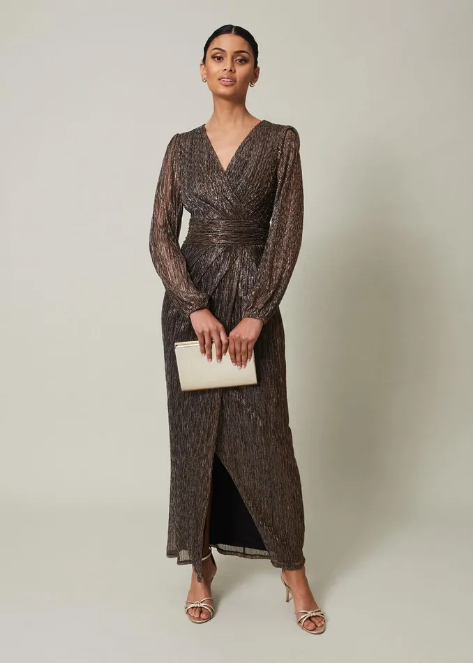 Women Phase Eight Occasion Dresses Brielle Shimmer Maxi Dress Bronze