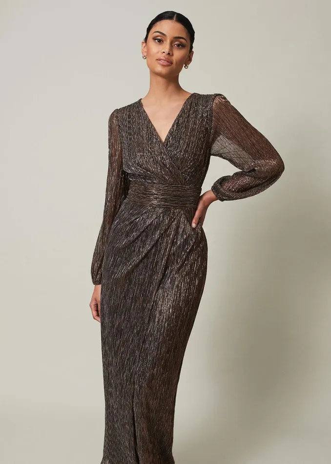 Women Phase Eight Occasion Dresses Brielle Shimmer Maxi Dress Bronze
