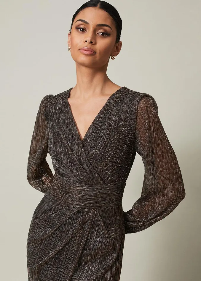 Women Phase Eight Occasion Dresses Brielle Shimmer Maxi Dress Bronze