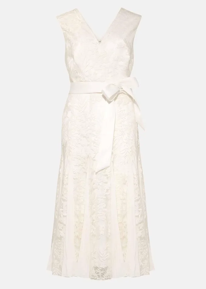 Women Phase Eight Occasion Dresses Caterina Embroidered Flared Wedding Dress Pale Cream