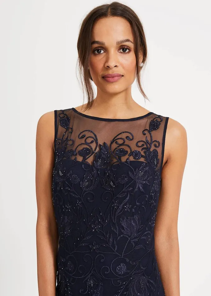 Women Phase Eight Occasion Dresses Cecilia Embroidered Maxi Dress Navy