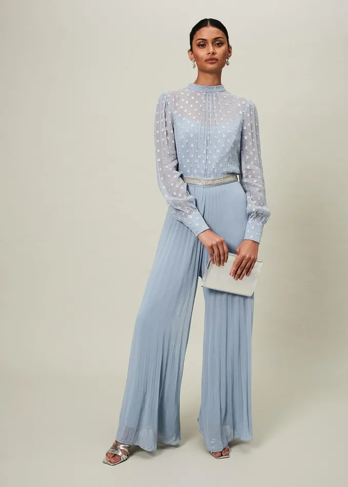 Women Phase Eight Occasion Dresses Charley Pleated Jumpsuit Soft Blue